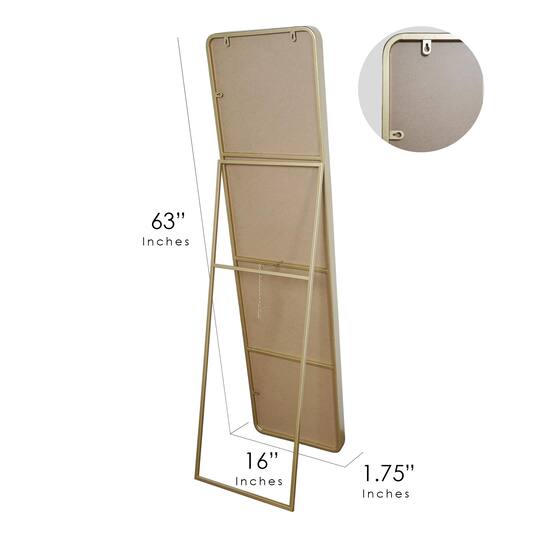 Gold Steel Freestanding Full Length Floor Mirror With Easel 16 X 63 Gold steel freestanding full length floor mirror with easel 16 x 63